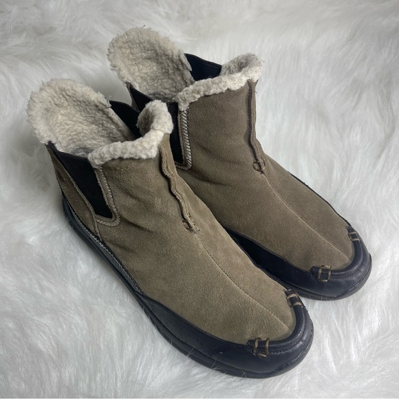 Lands End Suede Boots, Fleece Lined, Brown, Women Size 9 - Picture 5 of 14